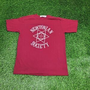 Vintage 90s Newtonian Society Shirt Medium 20x26 Maroon Logo